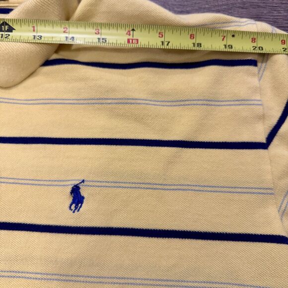 Polo Ralph Lauren Polo Shirt Mens L/XL Yellow Navy Stripe Short Sleeve Cotton - Picture 5 of 8